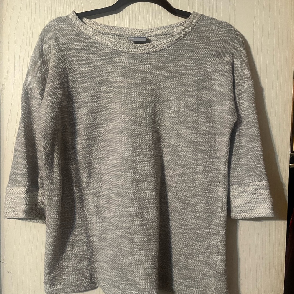 Gray Textured Knit Sweater